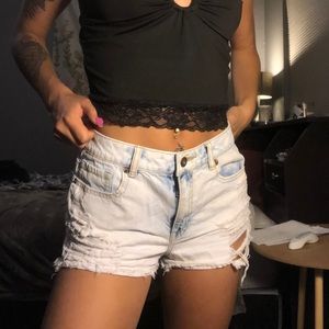 perfect condition white washed denim shorts